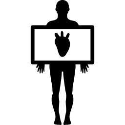 cuerpo humano, con, corazón, silueta icono