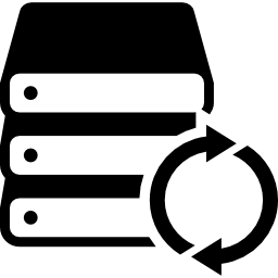 Stack of storage devices with refresh button icon