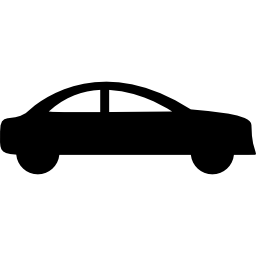 silueta negra del lado del coche sedán icono