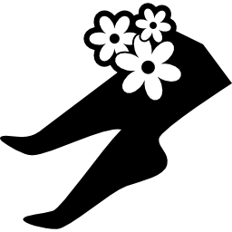 Flowers on human feet icon