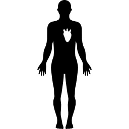 silhouette humaine avec image blanche du cœur Icône