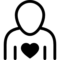 profilo umano con cuore icona