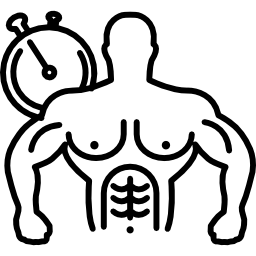 bodybuilder musculaire avec horloge Icône
