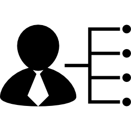 zakenman met stropdas verbonden met links icoon