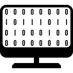 computer desktop con codici binari icona