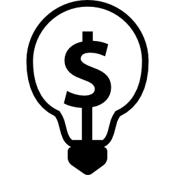 Символ доллара внутри лампочки иконка