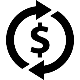 signe dollar avec flèches rotatives Icône