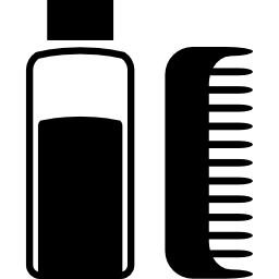 medicina para el cabello y peine icono