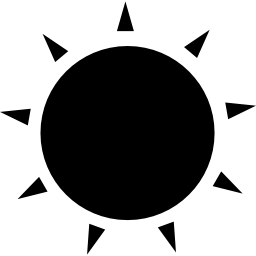 forme circulaire noire de soleil avec de petits rayons de triangles Icône