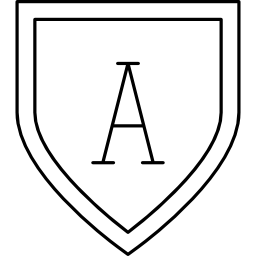 forma de escudo con letra a icono