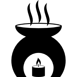herramienta de aromaterapia con una vela encendida que calienta aceite de fragancia icono