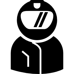 Мотоциклист в шлеме, закрывающем голову иконка