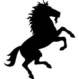 forma negra salvaje de caballo en las patas traseras icono