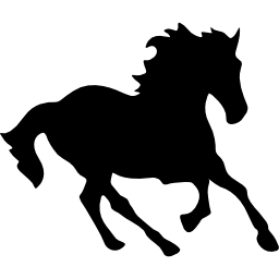 cavalo preto em forma de corrida Ícone
