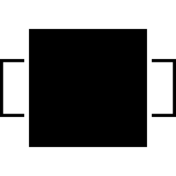 devant, forme carrée noire avec des rectangles des deux côtés Icône