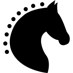 Head horse silhouette side view with horsehair of dots icon
