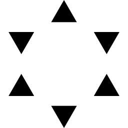 estrella de seis pequeños triángulos icono