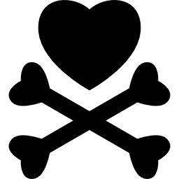 cruz de corazón y huesos icono