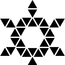 Star of six points formed by triangles with and hexagon center icon