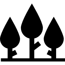bosque de árboles con forma de hoja icono