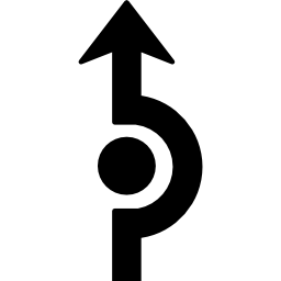 freccia curva intorno a un cerchio icona