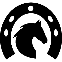 Horse head in a horseshoe icon
