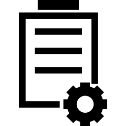 Notepad and gear icon