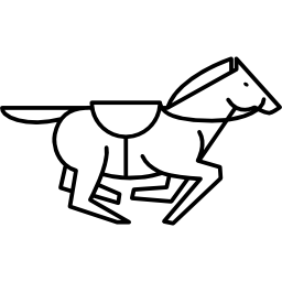 Running horse with saddle strap outline icon