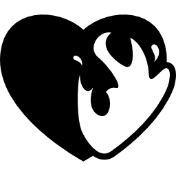 corazón en el fuego icono