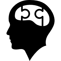 Bald head with puzzle brain icon