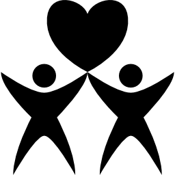 Two human with a heart icon