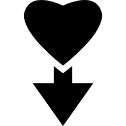 dirección del corazón hacia abajo icono