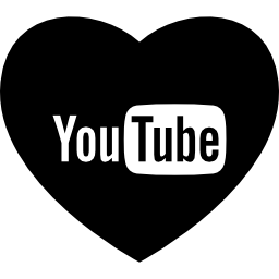 corazón con logo de redes sociales de youtube icono