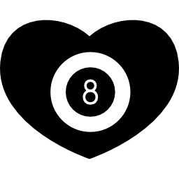 Billiards heart with eight ball inside icon