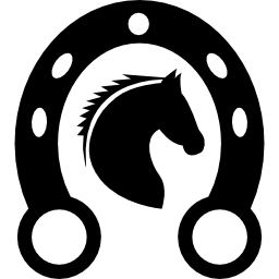 Horse head in horseshoe icon