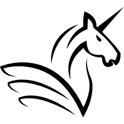 cabeza de caballo unicornio con cuerno y alas icono