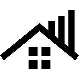 casa con ventana y chimenea icono