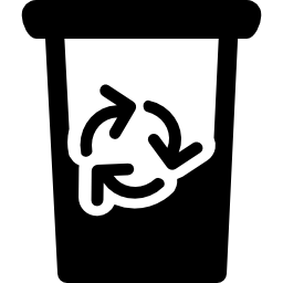 poubelle à moitié pleine avec symbole de recyclage Icône