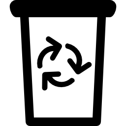 poubelle avec symbole de recyclage Icône