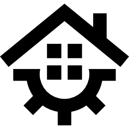 House with machine gear icon