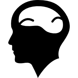 Bald man head with brain icon