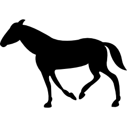 schwarzes laufendes pferd mit schwanz nach unten icon