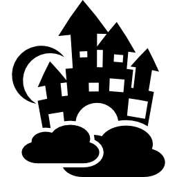 podniebny zamek z chmurą i księżycem ikona