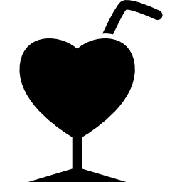 szklanka w kształcie serca ze słomką ikona