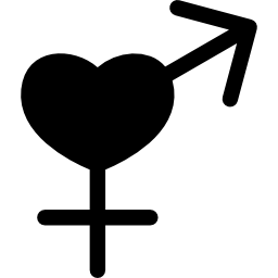 herz mit weiblichen und männlichen zeichen icon