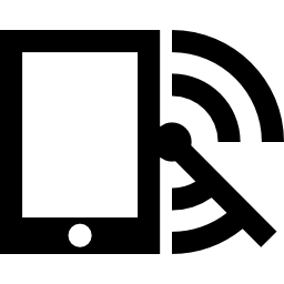 teléfono móvil con radar y símbolo de alimentación rss icono