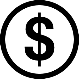 dollar muntstuk cirkel met symbool icoon