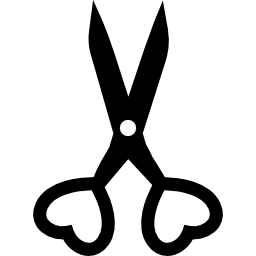 Scissors with hearts icon