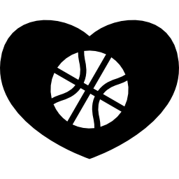basketbalbal in een hart icoon