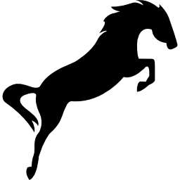 czarna sylwetka konia w eleganckim skoku ikona